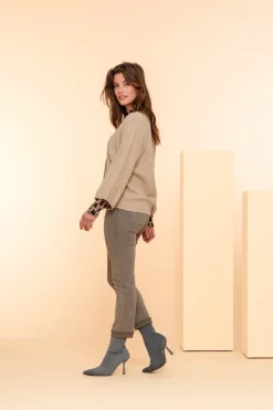 Broeken | Denim*Geisha Fashion Geisha Dames 7/8 Skinny Jeans 41512-10 mud