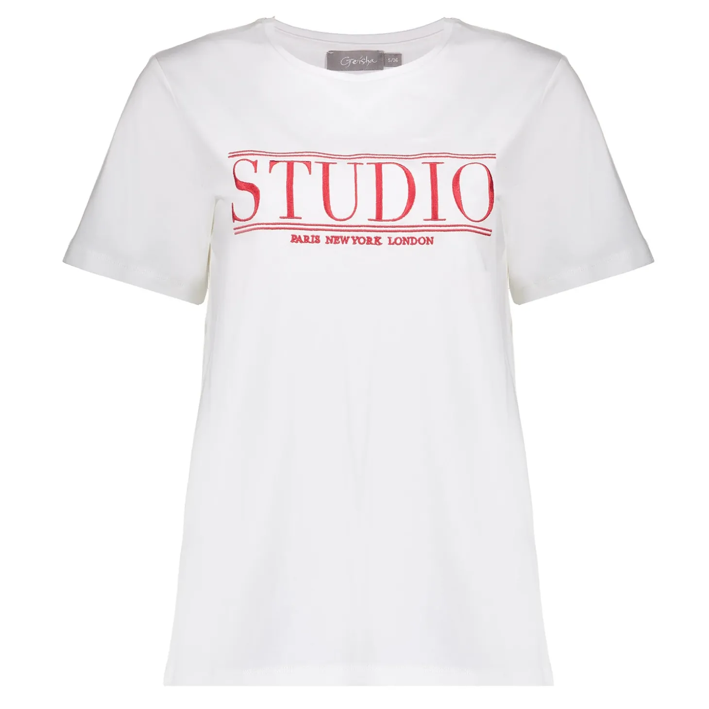 Tops & T-shirts*Geisha Fashion Geisha Dames Basic T-shirt Met Tekst 42635-24 off-white