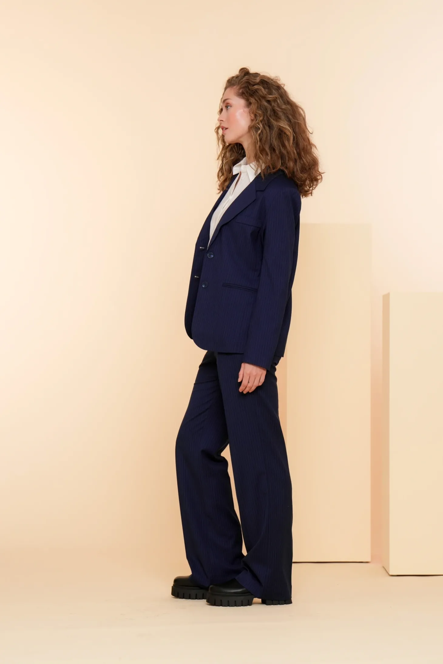 Jasjes & Blazers*Geisha Fashion Geisha Dames Blazer Met Pinstripe 45525-10 indigo
