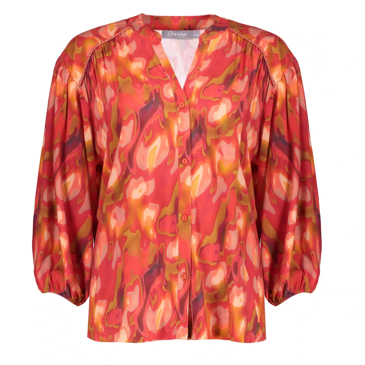 Blouses*Geisha Fashion Geisha Dames Blouse Met 3/4 Mouwen 43705-20 rood