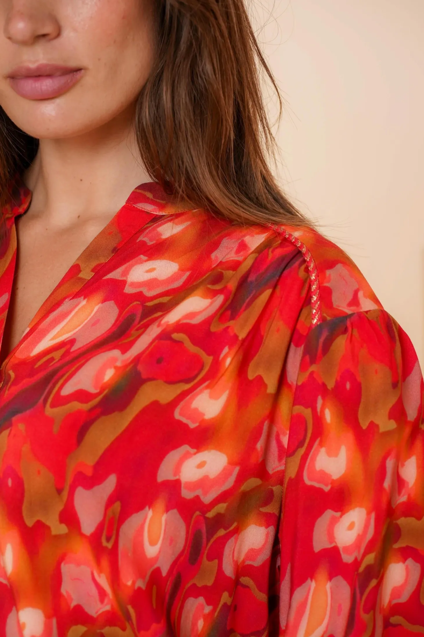 Blouses*Geisha Fashion Geisha Dames Blouse Met 3/4 Mouwen 43705-20 rood