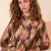 Blouses*Geisha Fashion Geisha Dames Blouse Met Grafische Print 43668-20 mauve