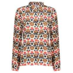 Blouses*Geisha Fashion Geisha Dames Blouse Met Grafische Print 43680-20 blue