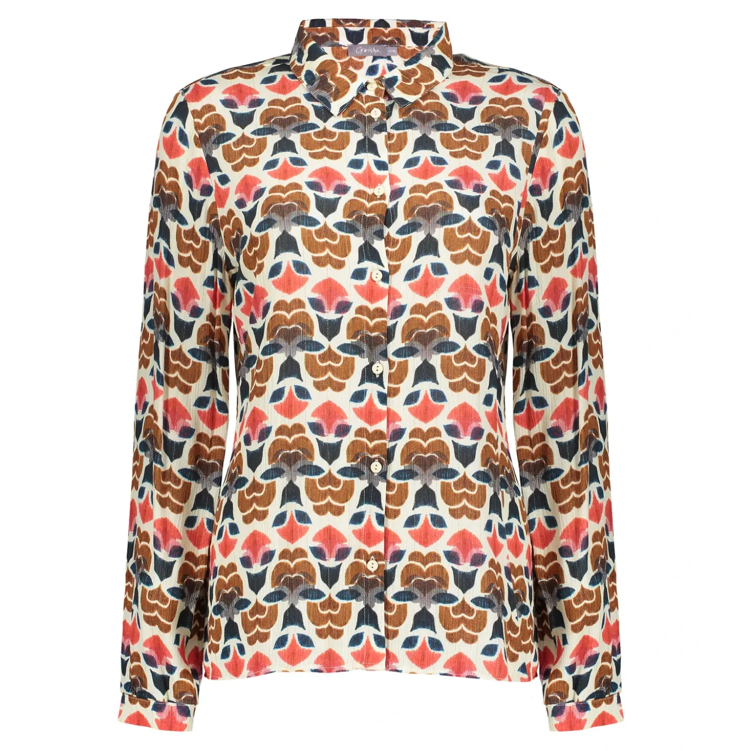 Blouses*Geisha Fashion Geisha Dames Blouse Met Grafische Print 43680-20 blue