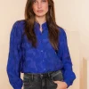 Blouses*Geisha Fashion Geisha Dames Blouse Met Print 43652-47 cobalt