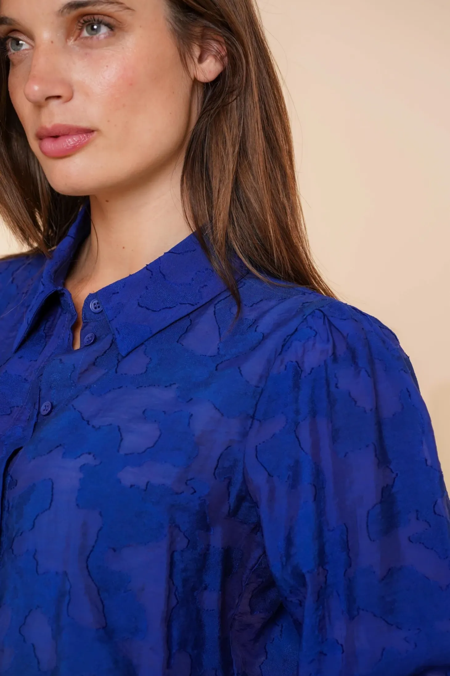 Blouses*Geisha Fashion Geisha Dames Blouse Met Print 43652-47 cobalt