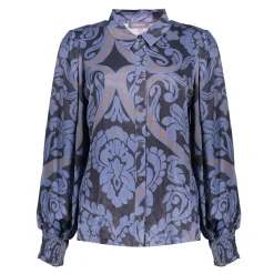 Blouses*Geisha Fashion Geisha Dames Blouse Met Sierlijke Print 43710-20 anthracite