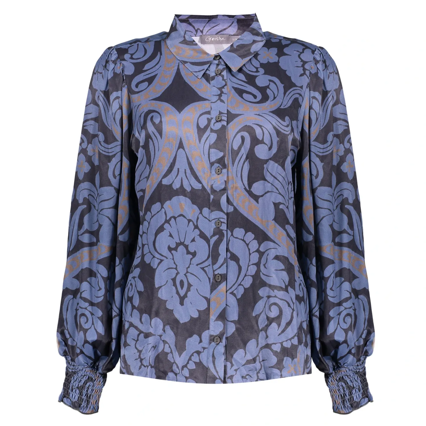 Blouses*Geisha Fashion Geisha Dames Blouse Met Sierlijke Print 43710-20 anthracite