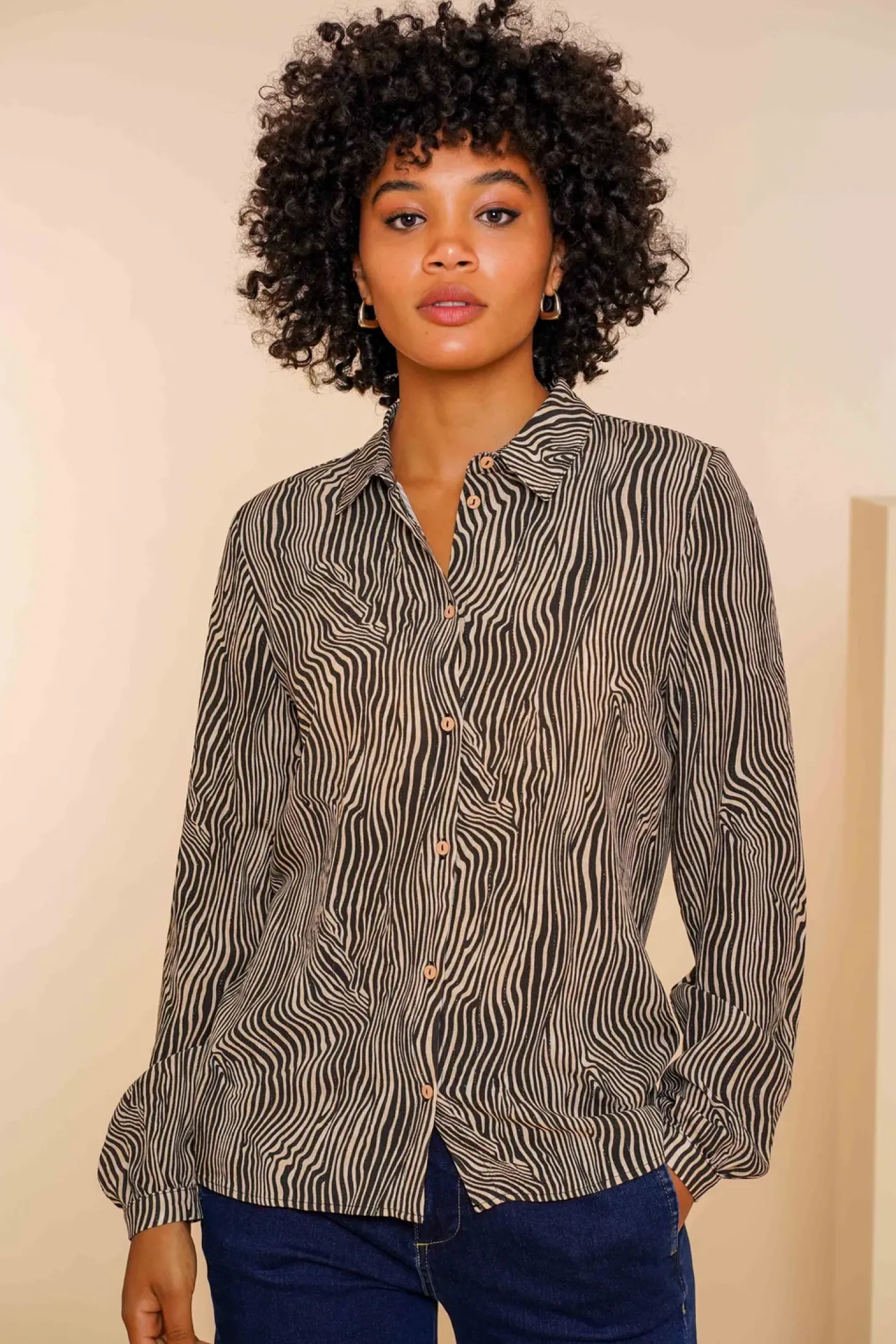 Blouses*Geisha Fashion Geisha Dames Blouse Met Zebraprint 43669-20 off-white