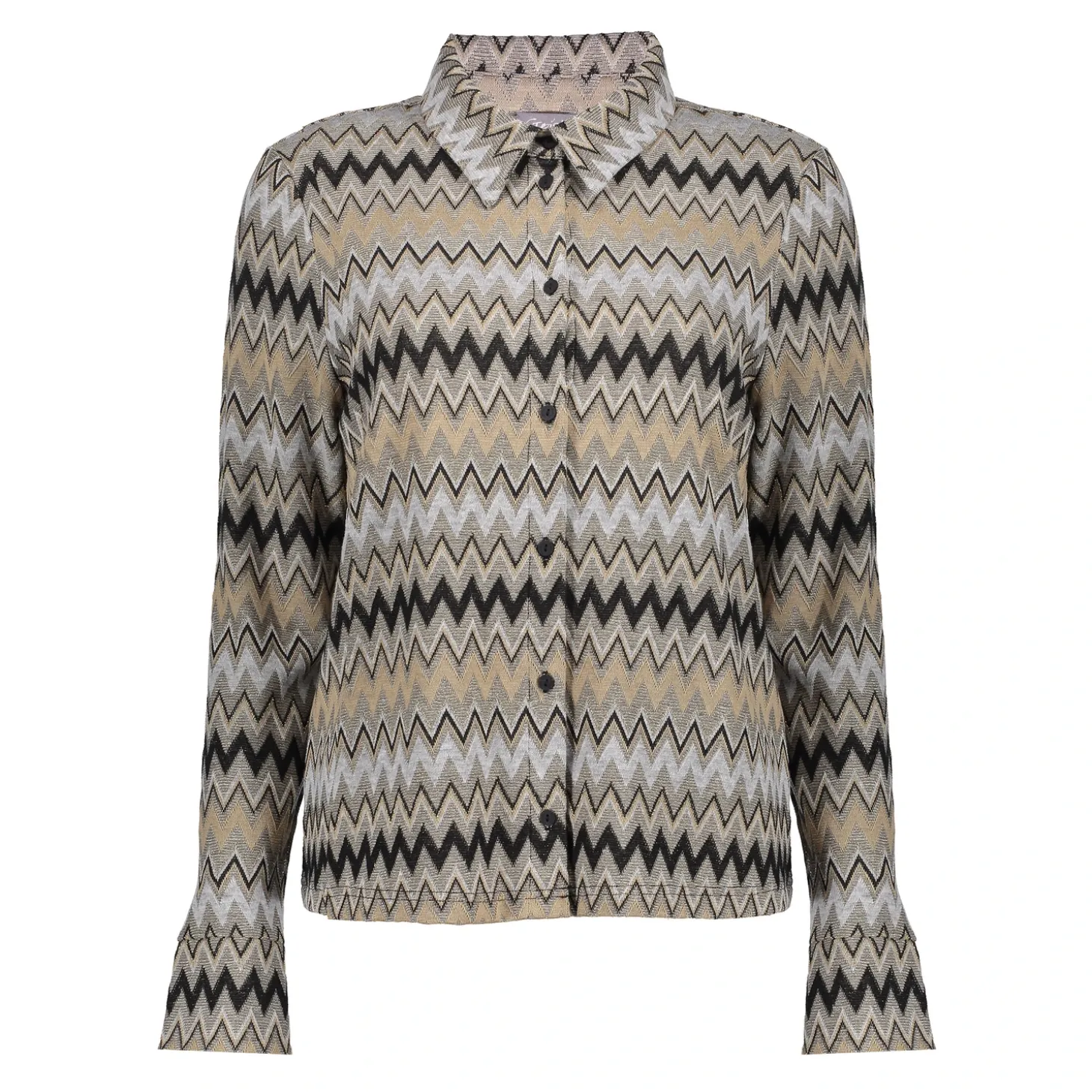 Blouses*Geisha Fashion Geisha Dames Blouse Met Zigzag Print 42664-20 sand