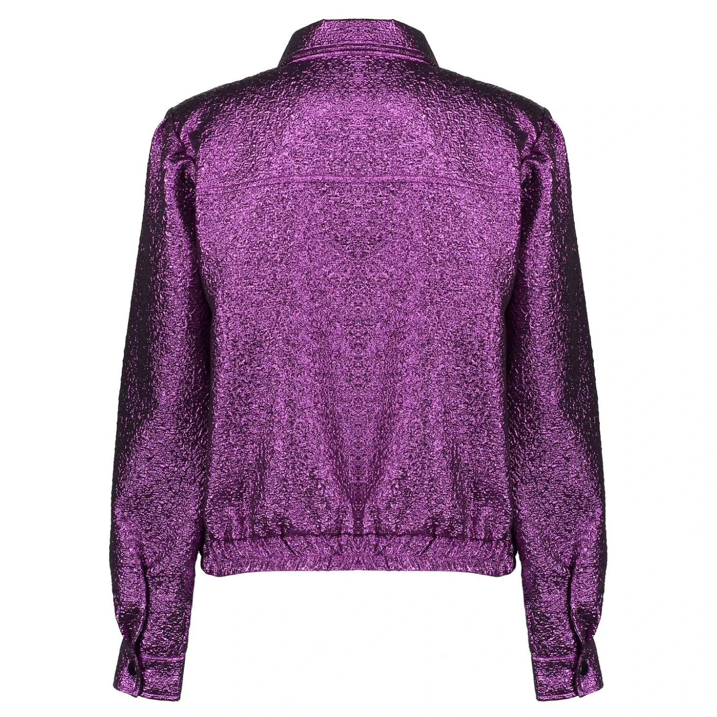 Tops & T-shirts*Geisha Fashion Geisha Dames Bomberjasje Met Metalic Look 43684-20 fuchsia