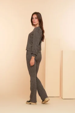 Broeken*Geisha Fashion Geisha Dames Broek Met Minimal Print 41552-70 zwart