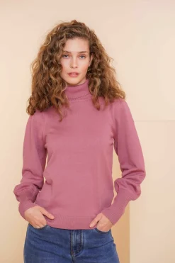 Truien & Vesten*Geisha Fashion Geisha Dames Coltrui Met Pofmouwen 44566-14 old pink