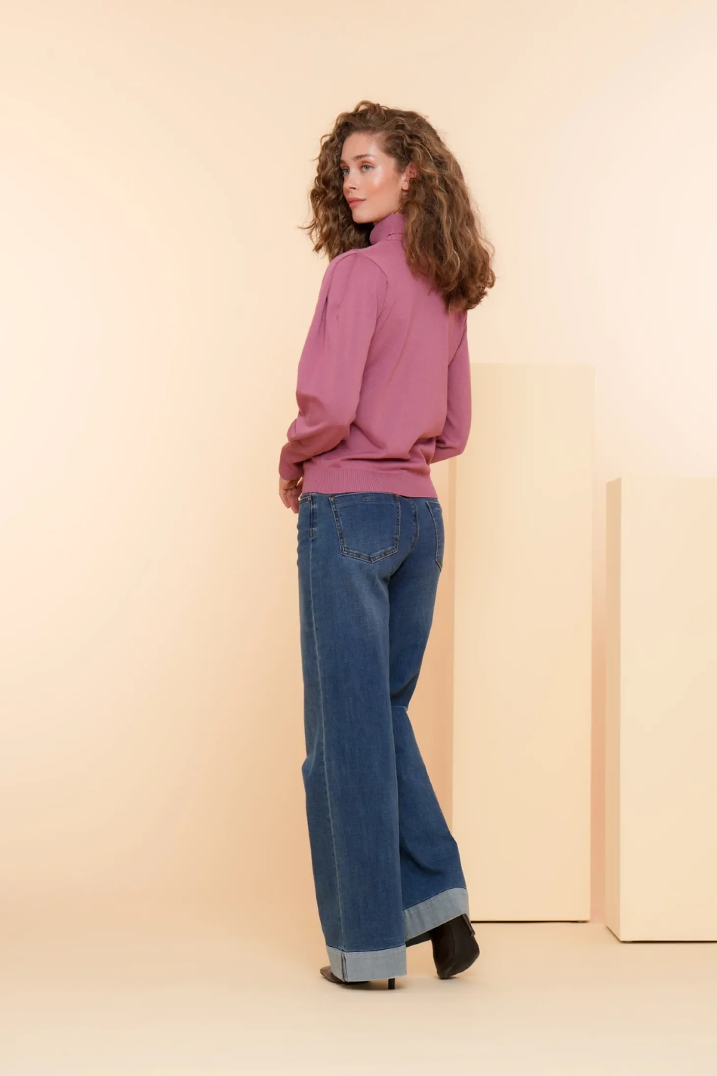 Truien & Vesten*Geisha Fashion Geisha Dames Coltrui Met Pofmouwen 44566-14 old pink