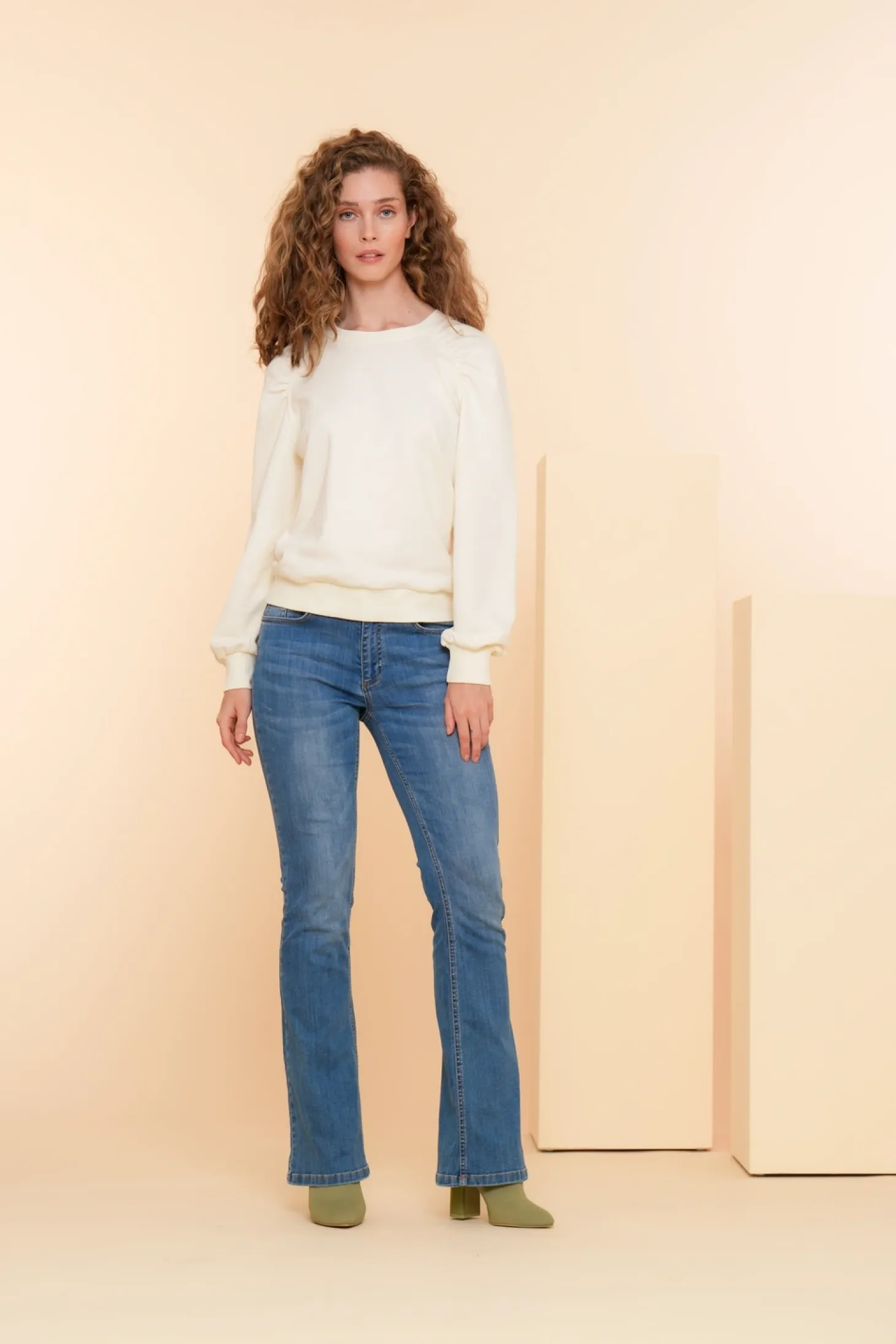 Broeken | Denim*Geisha Fashion Geisha Dames Duurzame Flared Jeans 41600-50 BELLE blue denim
