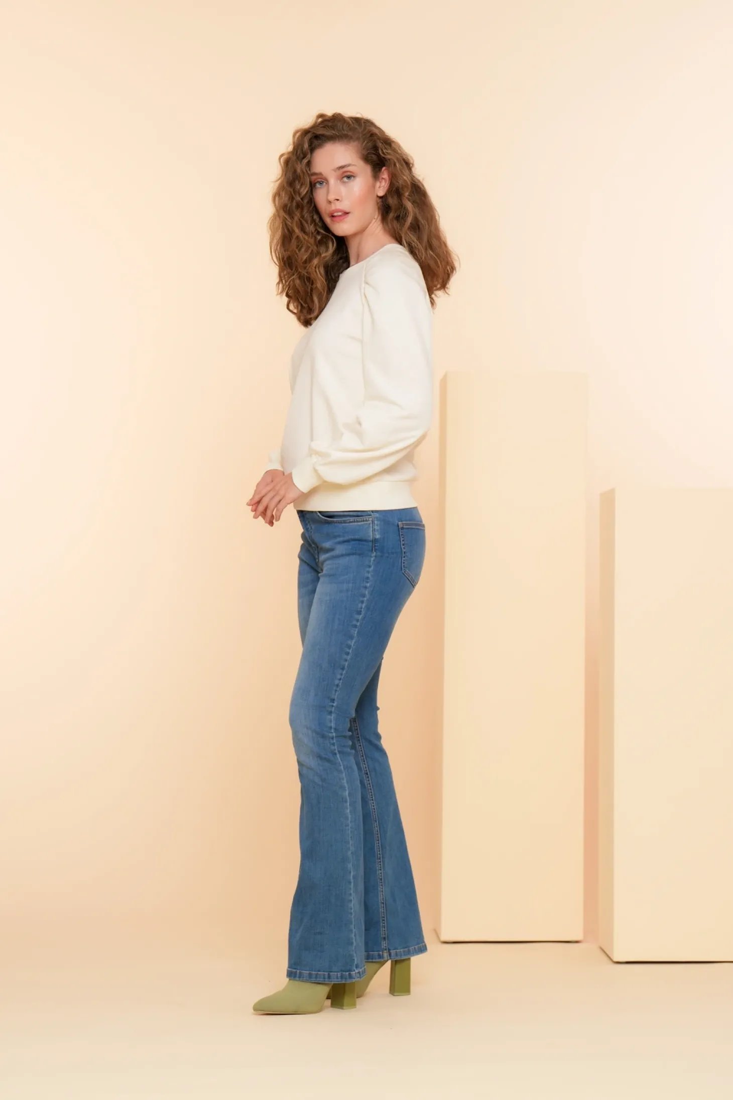 Broeken | Denim*Geisha Fashion Geisha Dames Duurzame Flared Jeans 41600-50 BELLE blue denim