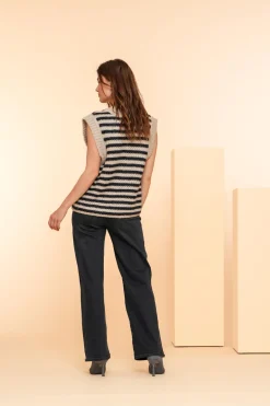 Broeken | Denim*Geisha Fashion Geisha Dames Flair Jeans 41524-10 anthracite