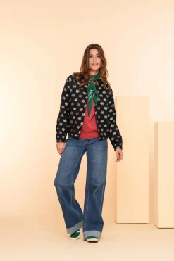 Jasjes & Blazers*Geisha Fashion Geisha Dames Gebloemd Jasje 45623-20 zwart