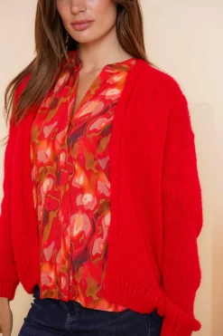 Truien & Vesten*Geisha Fashion Geisha Dames Gebreid Vest 44585-70 rood