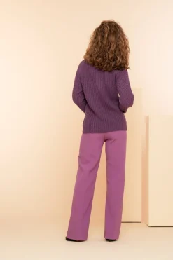 Truien & Vesten*Geisha Fashion Geisha Dames Gebreide Kabeltrui 44580-70 mauve