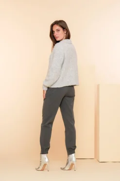 Broeken | Denim*Geisha Fashion Geisha Dames Geplooide Pantalon 41540-10 anthracite