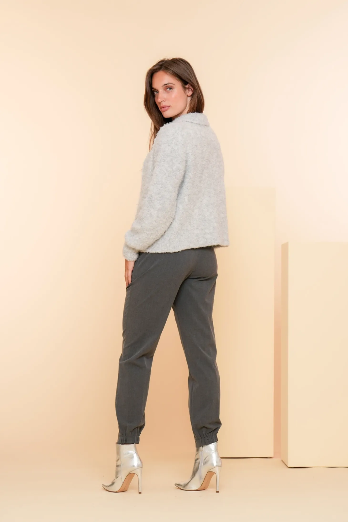 Broeken | Denim*Geisha Fashion Geisha Dames Geplooide Pantalon 41540-10 anthracite