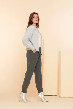 Broeken | Denim*Geisha Fashion Geisha Dames Geplooide Pantalon 41540-10 anthracite