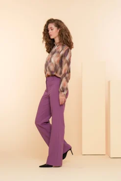 Broeken*Geisha Fashion Geisha Dames Geweven Wide Leg Pantalon 41638-32 mauve