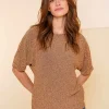 Tops & T-shirts*Geisha Fashion Geisha Dames Glitter Pullover Met Korte Mouwen 42661-20 gold