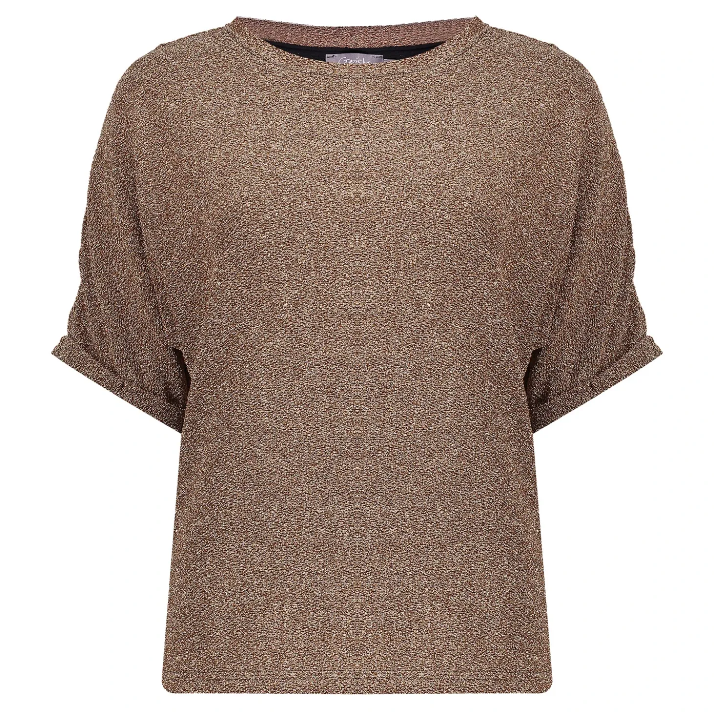 Tops & T-shirts*Geisha Fashion Geisha Dames Glitter Pullover Met Korte Mouwen 42661-20 gold
