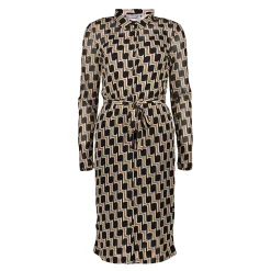 Jurken & Jumpsuits*Geisha Fashion Geisha Dames Grafische Jurk Met Ceintuur 47580-14 zwart