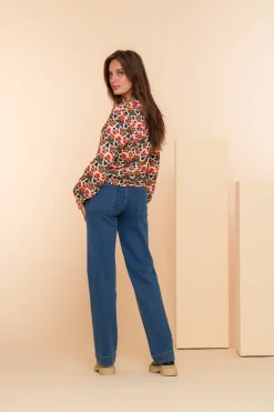 Denim | Broeken*Geisha Fashion Geisha Dames High Loose Jeans 41620-99 mid blue denim