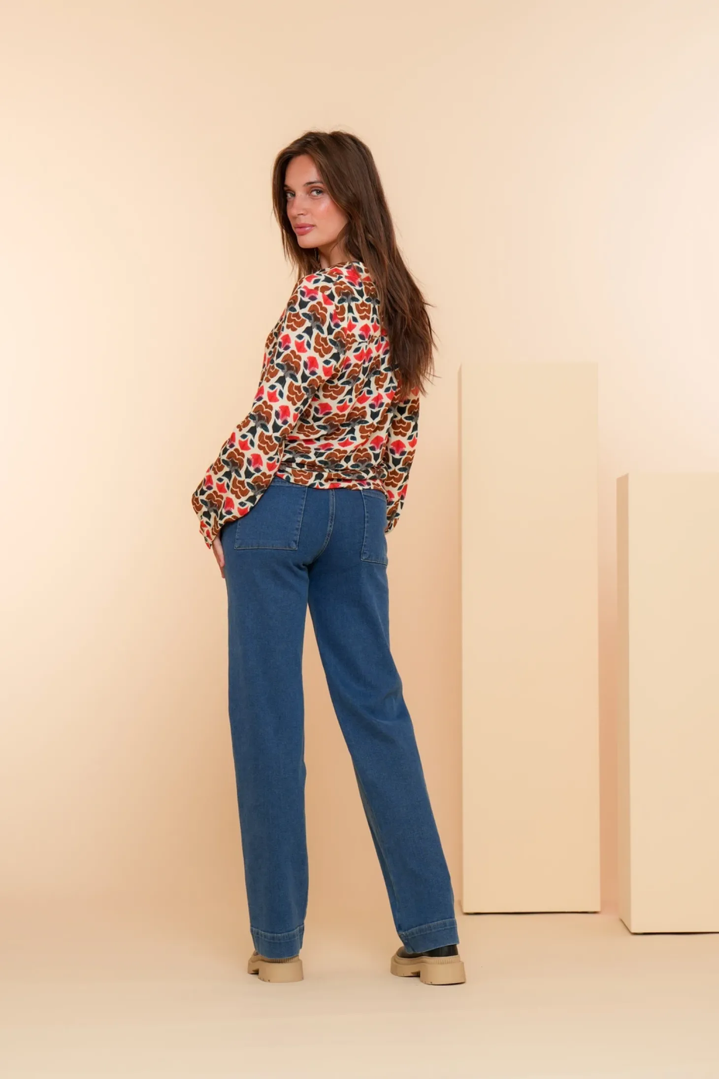 Denim | Broeken*Geisha Fashion Geisha Dames High Loose Jeans 41620-99 mid blue denim