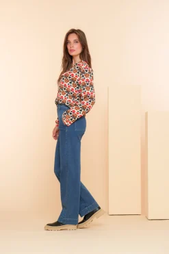 Denim | Broeken*Geisha Fashion Geisha Dames High Loose Jeans 41620-99 mid blue denim