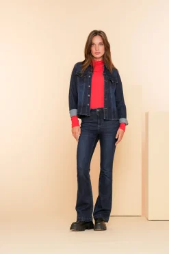 Broeken | Denim*Geisha Fashion Geisha Dames Jeans Flare Dark Rinse Met Lurex 41511-10 dark blue denim