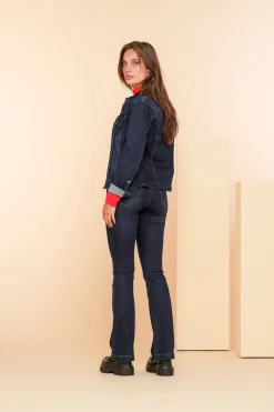 Broeken | Denim*Geisha Fashion Geisha Dames Jeans Flare Dark Rinse Met Lurex 41511-10 dark blue denim