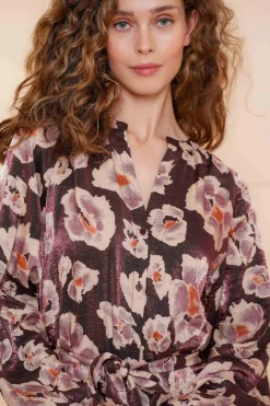Jurken & Jumpsuits*Geisha Fashion Geisha Dames Jurk Met Bloemenprint 47614-20 paars