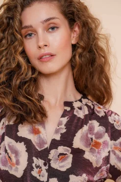 Jurken & Jumpsuits*Geisha Fashion Geisha Dames Jurk Met Bloemenprint 47614-20 paars