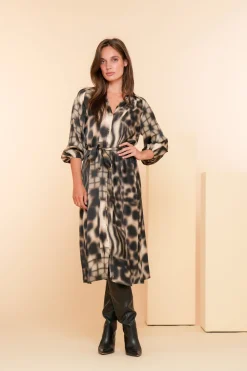 Jurken & Jumpsuits*Geisha Fashion Geisha Dames Jurk Met Print 47615-20 sand