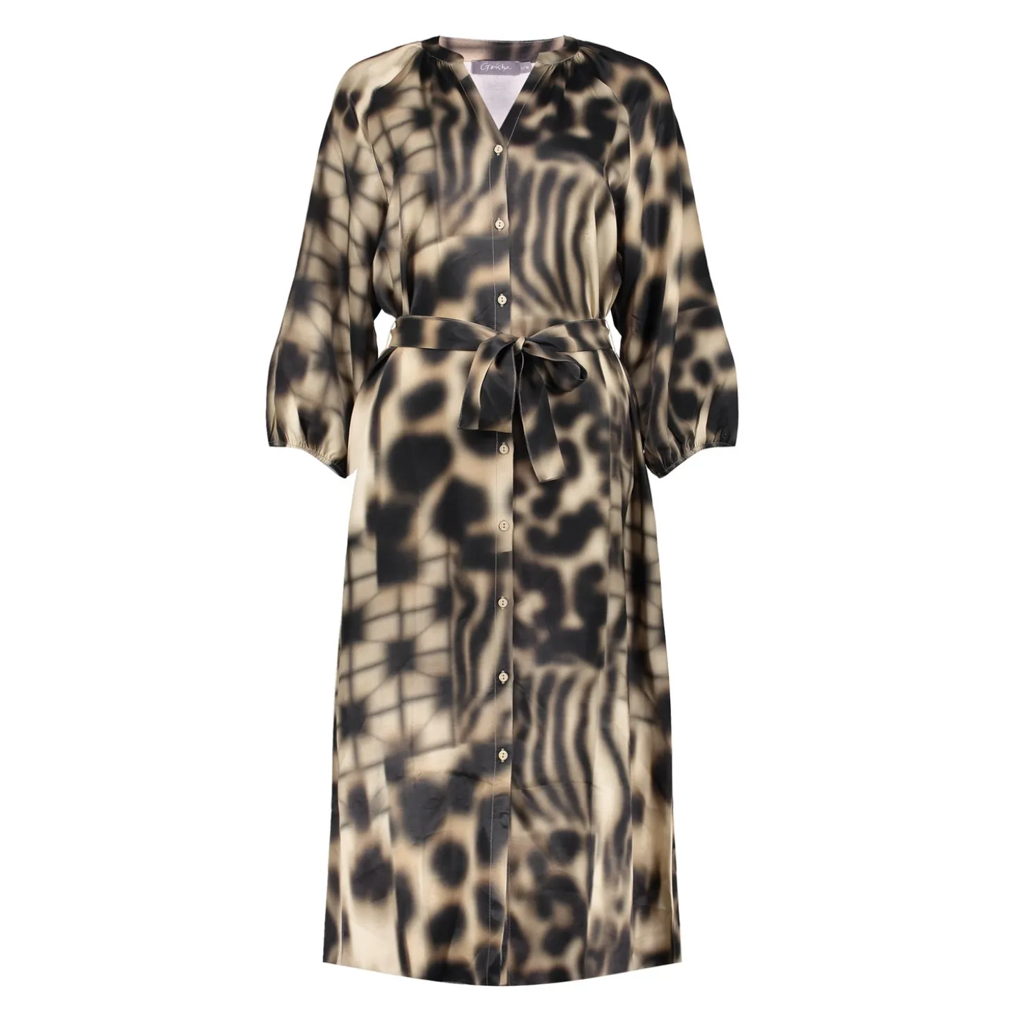 Jurken & Jumpsuits*Geisha Fashion Geisha Dames Jurk Met Print 47615-20 sand
