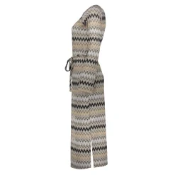 Jurken & Jumpsuits*Geisha Fashion Geisha Dames Jurk Met Zigzag Print 47610-20 sand