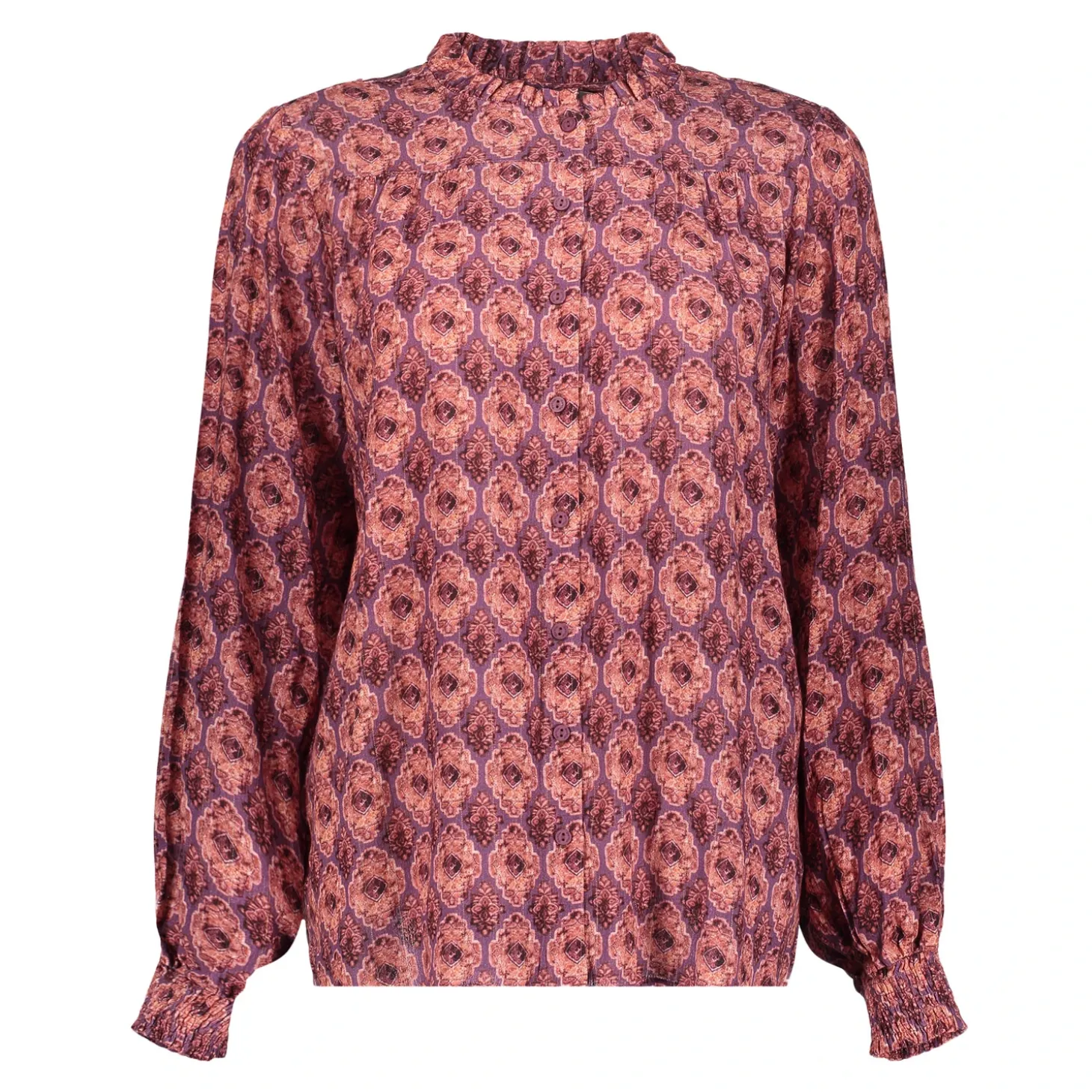 Blouses*Geisha Fashion Geisha Dames Kleurrijke Blouse Met Ikat Print 43698-20 mauve