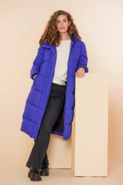 Jassen & Jacks*Geisha Fashion Geisha Dames Lange Warme Pufferjas 48515-21 cobalt