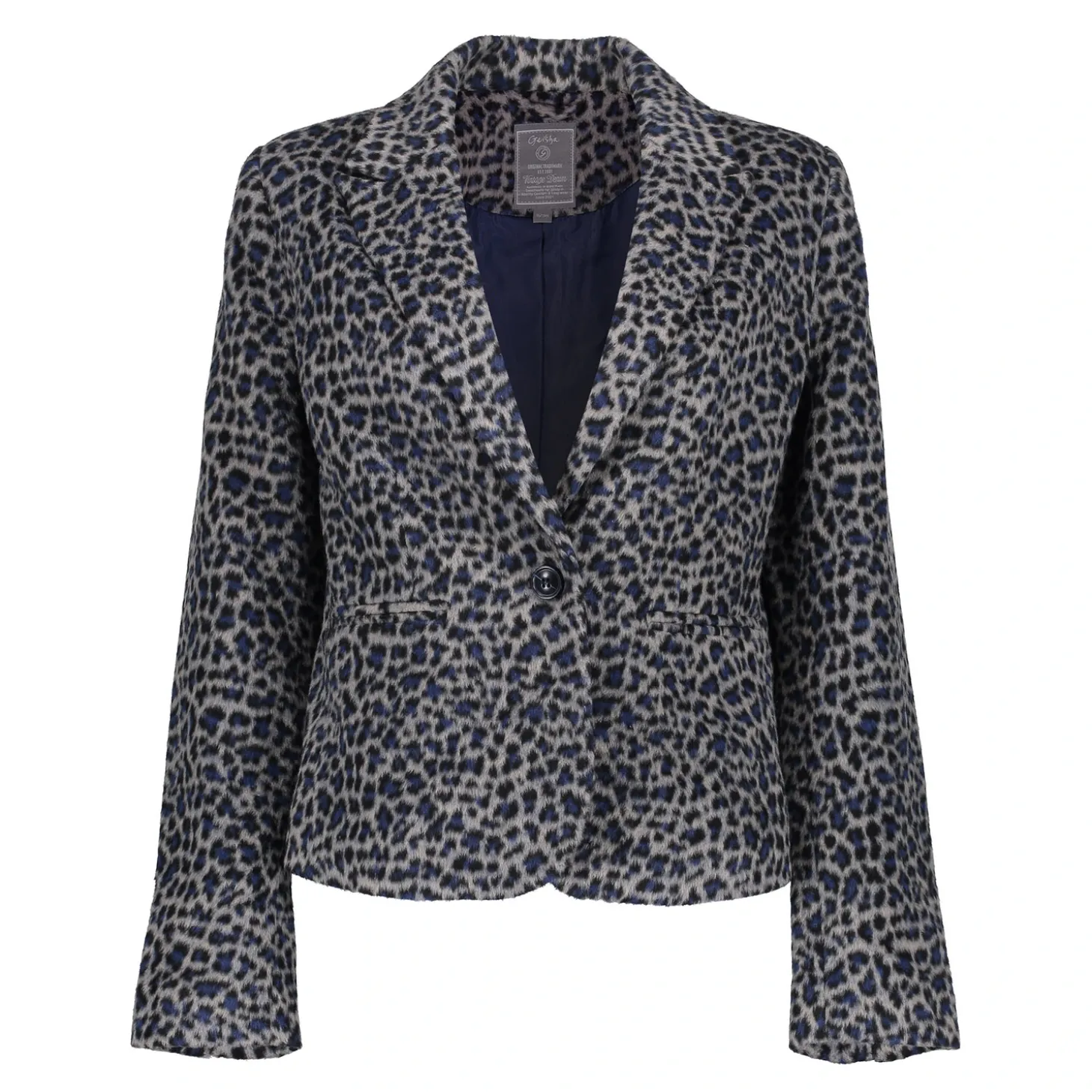 Jasjes & Blazers*Geisha Fashion Geisha Dames Leopard Blazer 45509-10 grijs