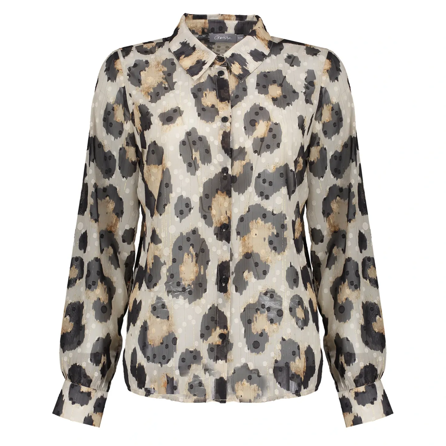 Blouses*Geisha Fashion Geisha Dames Leopard Blouse 43690-20 sand