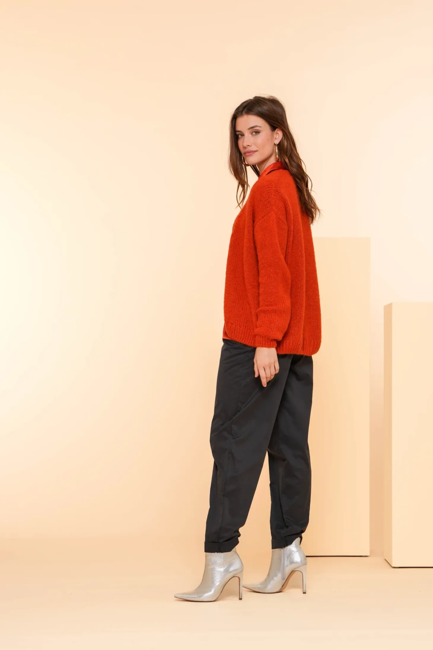 Broeken | Denim*Geisha Fashion Geisha Dames Loose Fit Tapered Broek 41519-10 zwart
