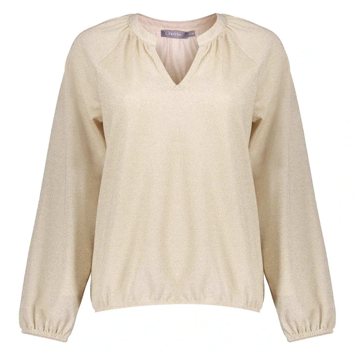 Tops & T-shirts*Geisha Fashion Geisha Dames Lurex V-hals Top 42657-20 gold
