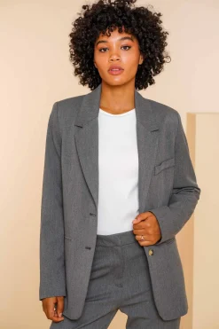 Jasjes & Blazers*Geisha Fashion Geisha Dames Melange Blazer 45602-32 grey melange