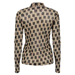 Tops & T-shirts*Geisha Fashion Geisha Dames Mesh Top Met Print 42530-14 zwart