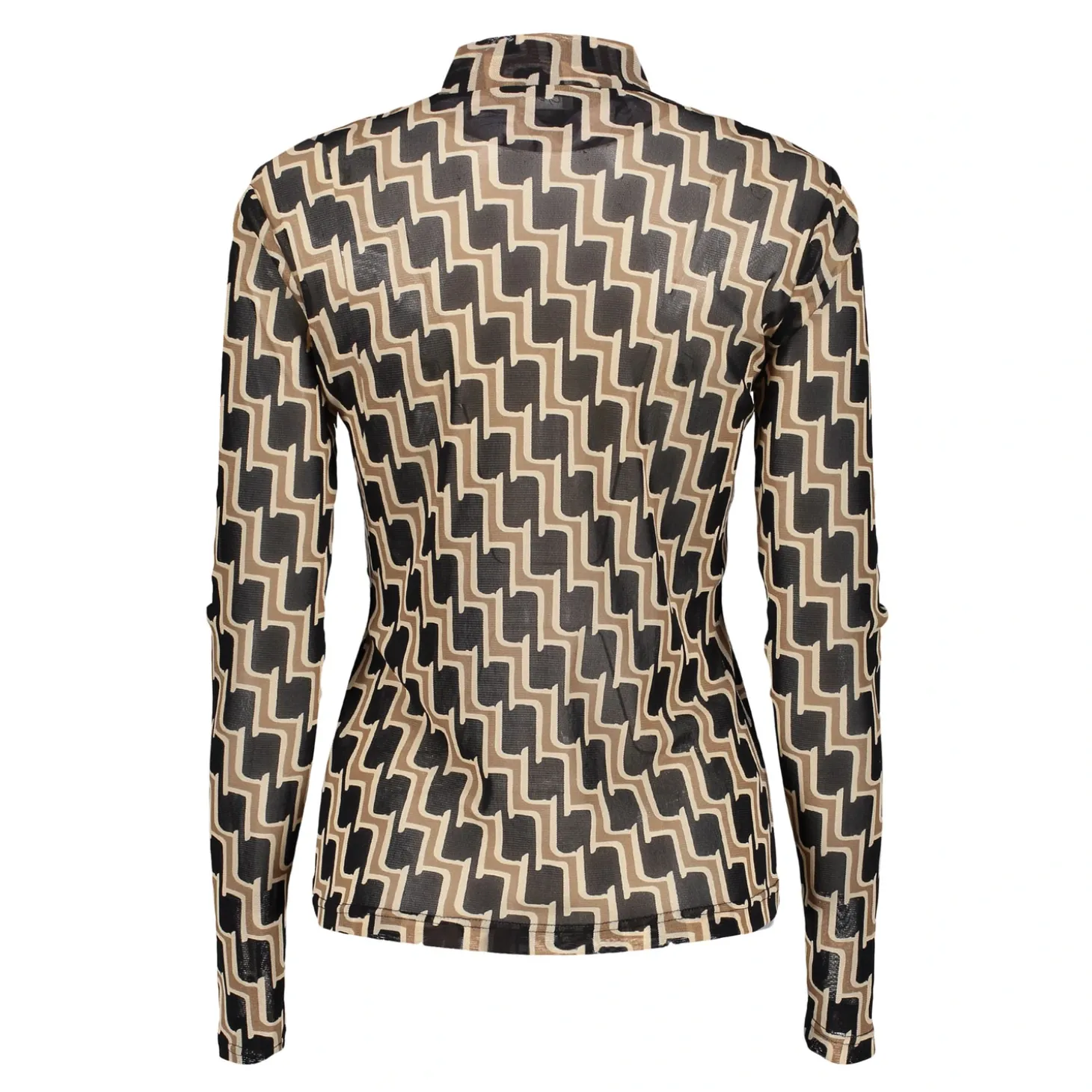 Tops & T-shirts*Geisha Fashion Geisha Dames Mesh Top Met Print 42530-14 zwart